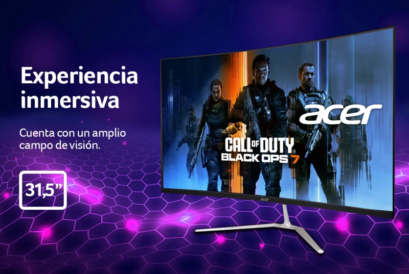 MONITOR GAMER CURVO ACER EDA320Q 31.5" FHD PANEL VA ZERO-FRAME TASA DE REFRESCO 1MS 180HZ - 3