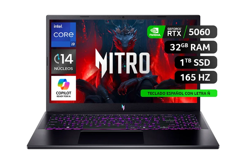 NOTEBOOK GAMER NITRO V15 ANV15-52-96J3-1 / INTEL® CORE™ I9 13900H / NVIDIA® GEFORCE® RTX 5060 / 32GB - 1