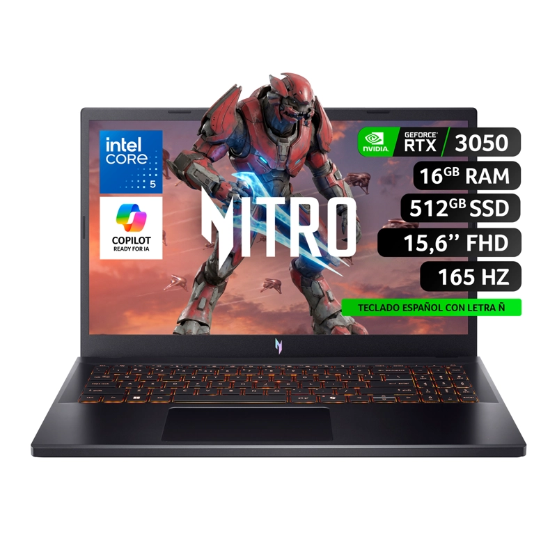 NOTEBOOK GAMER NITRO V15 ANV15-52-51Z7-1 INTEL CORE 5 RTX 3050 16GB RAM 512GB SSD 15.6" FHD 165HZ - 1