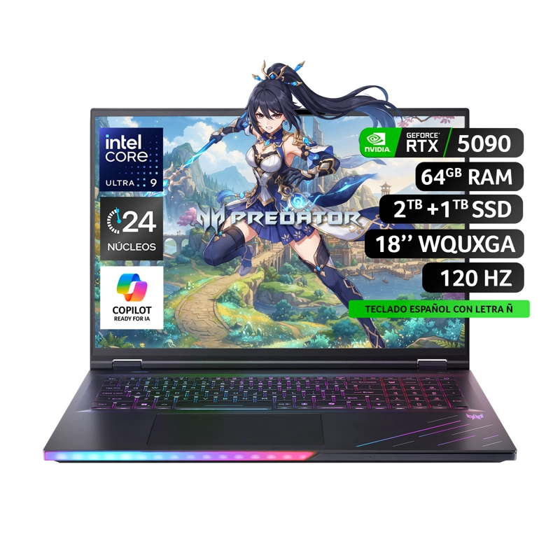 NOTEBOOK GAMER ACER PREDATOR INTEL ULTRA 9 275HX RTX5090 64GB RAM 3TB SSD 18" 4K WQUXGA 120HZ - 1