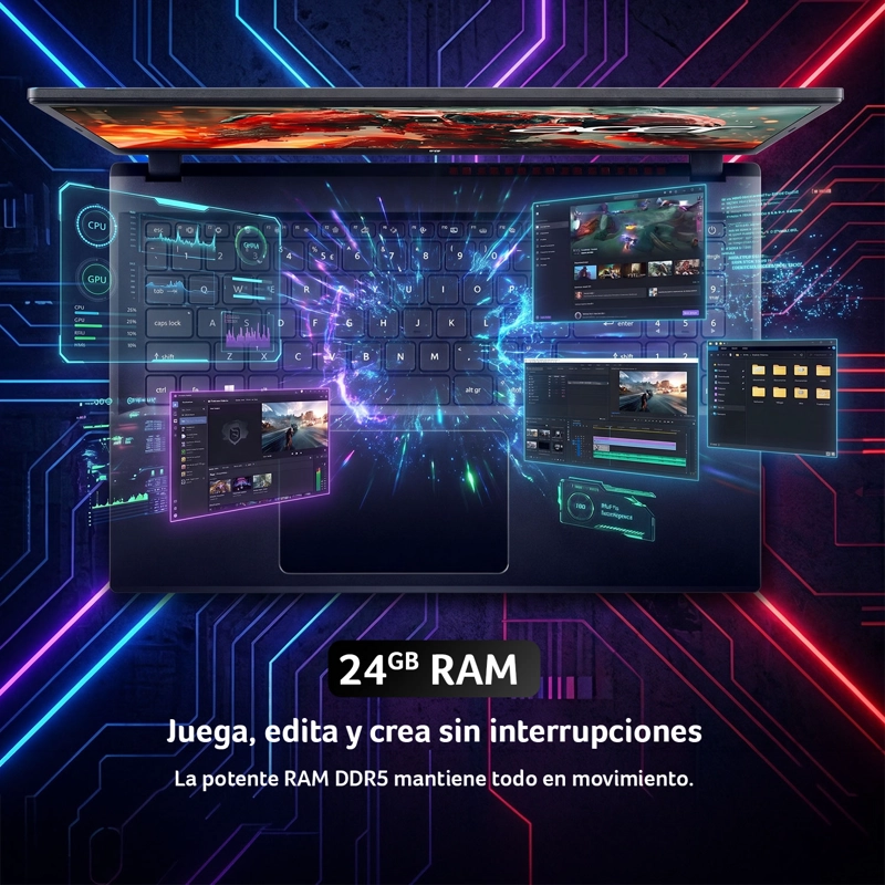 NOTEBOOK  GAMER ACER ANV15-A31-R88H-1 / AMD RYZEN 7 170 / RTX 5050 / 24GB RAM /512SSD/FHD 165HZ - 7