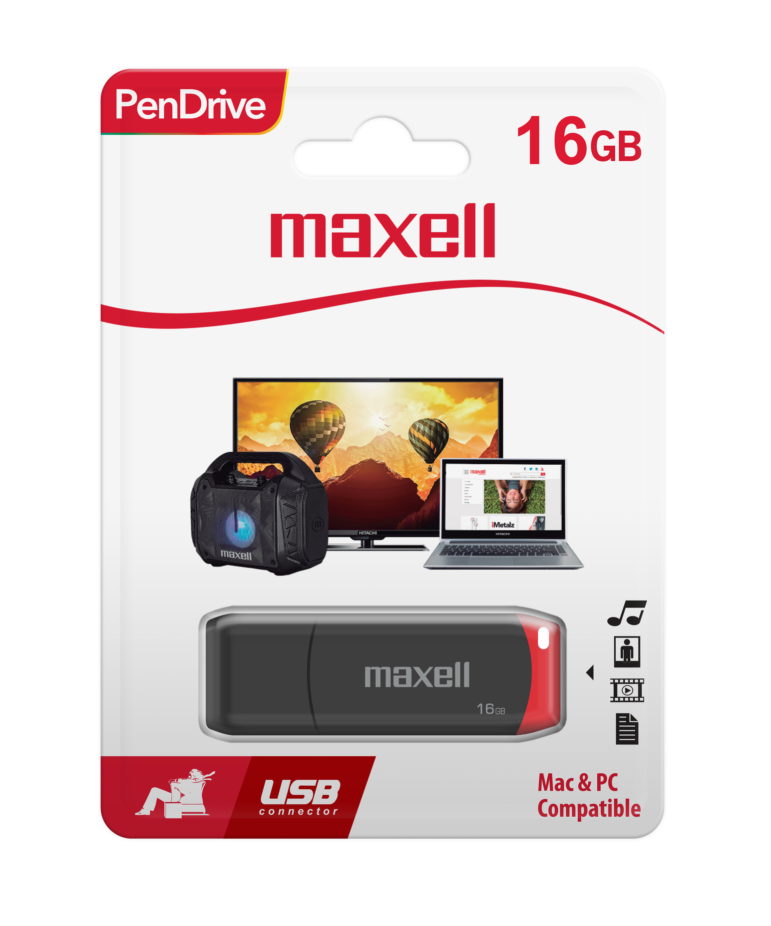 PENDRIVE USBPD 16 GB 2.0 ROJO MAXELL - 2