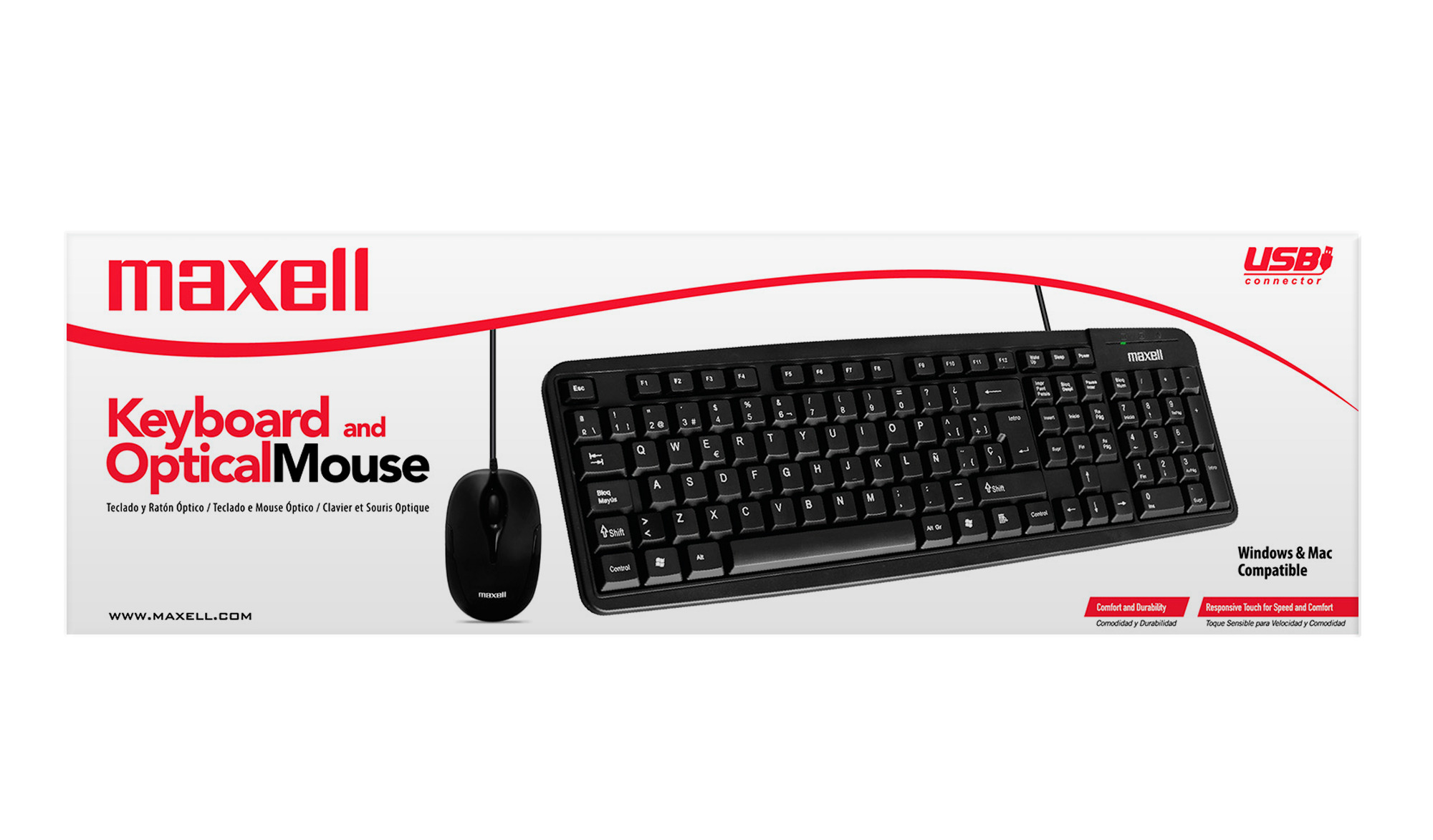 COMBO TECLADO Y MOUSE UNIVERSAL MAXELL OPTICO USB - 3