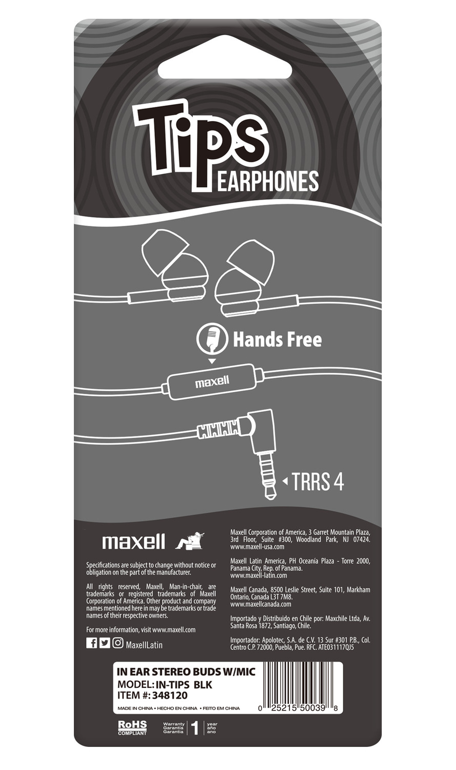 AUDÍFONOS MAXELL IN EAR IN-TIPS NEGRO MICRÓFONO - 3