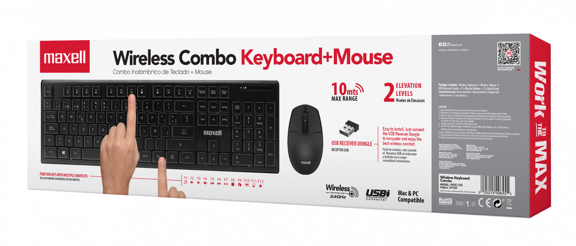 COMBO TECLADO Y MOUSE INALAMBRICO 1000DPI MAXELL - 3