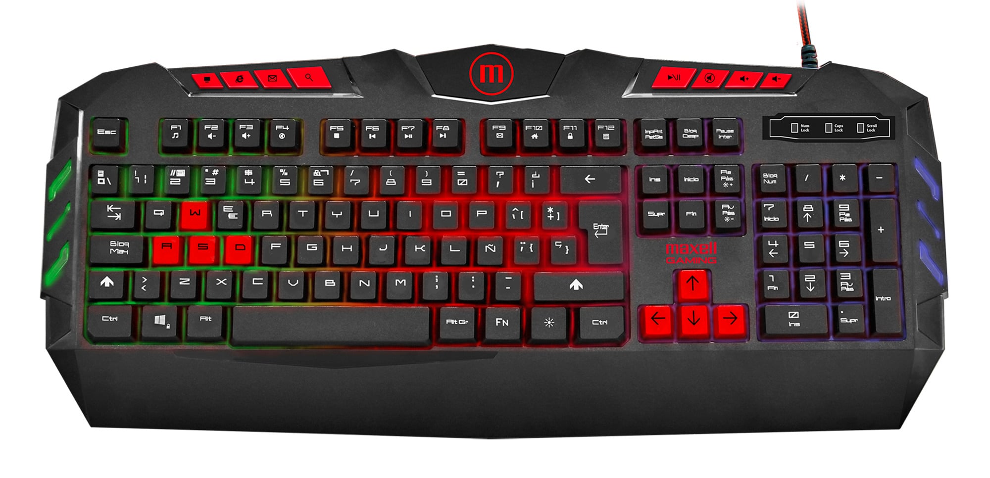 TECLADO GAMER MAXELL KB-1200 ILUMINADO USB SAMURAI RGB - 1