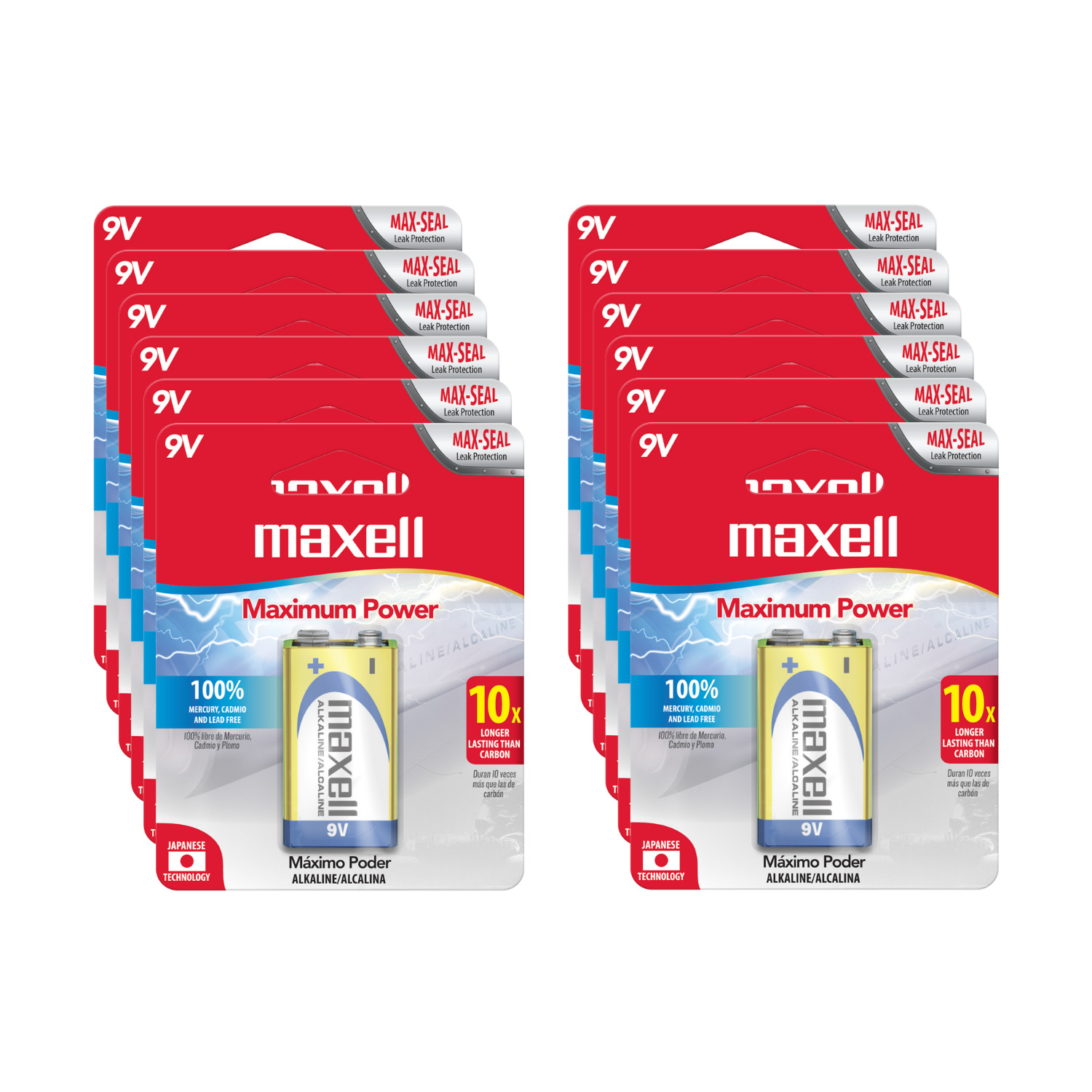 Pack 12 Pilas 9 Voltios Maxell - 1