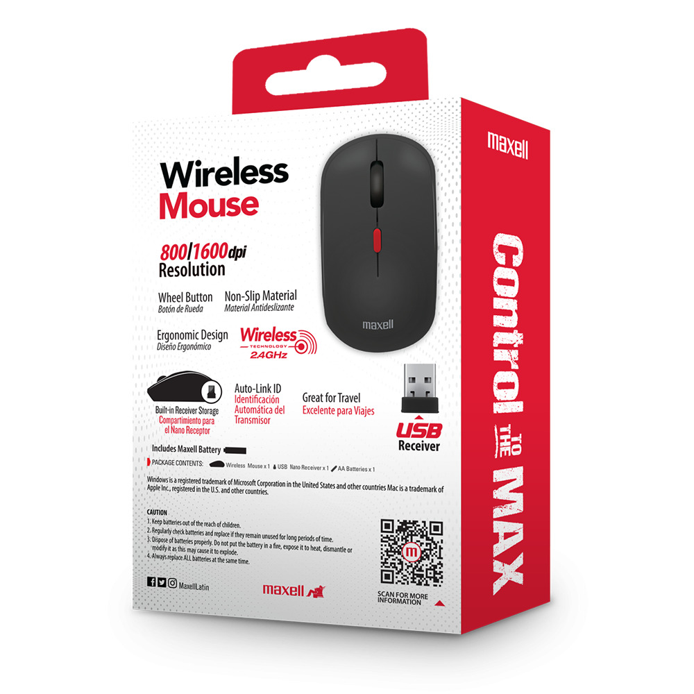 MOUSE INALÁMBRICO MAXELL 1200 DPI MOWL-100 NEGRO - 4