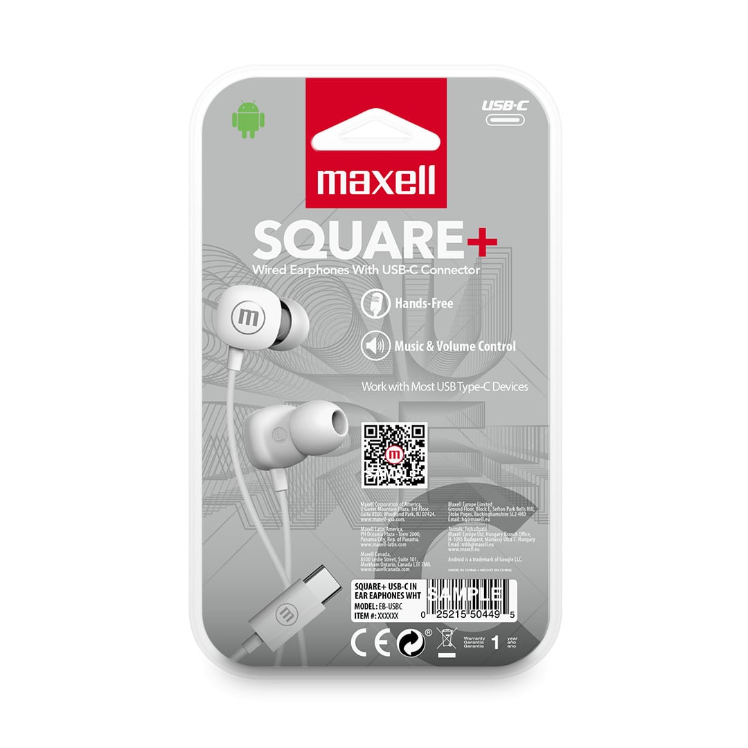 AUDÍFONOS MAXELL SQUARE+ BLANCO CONECTOR TIPO C - 3
