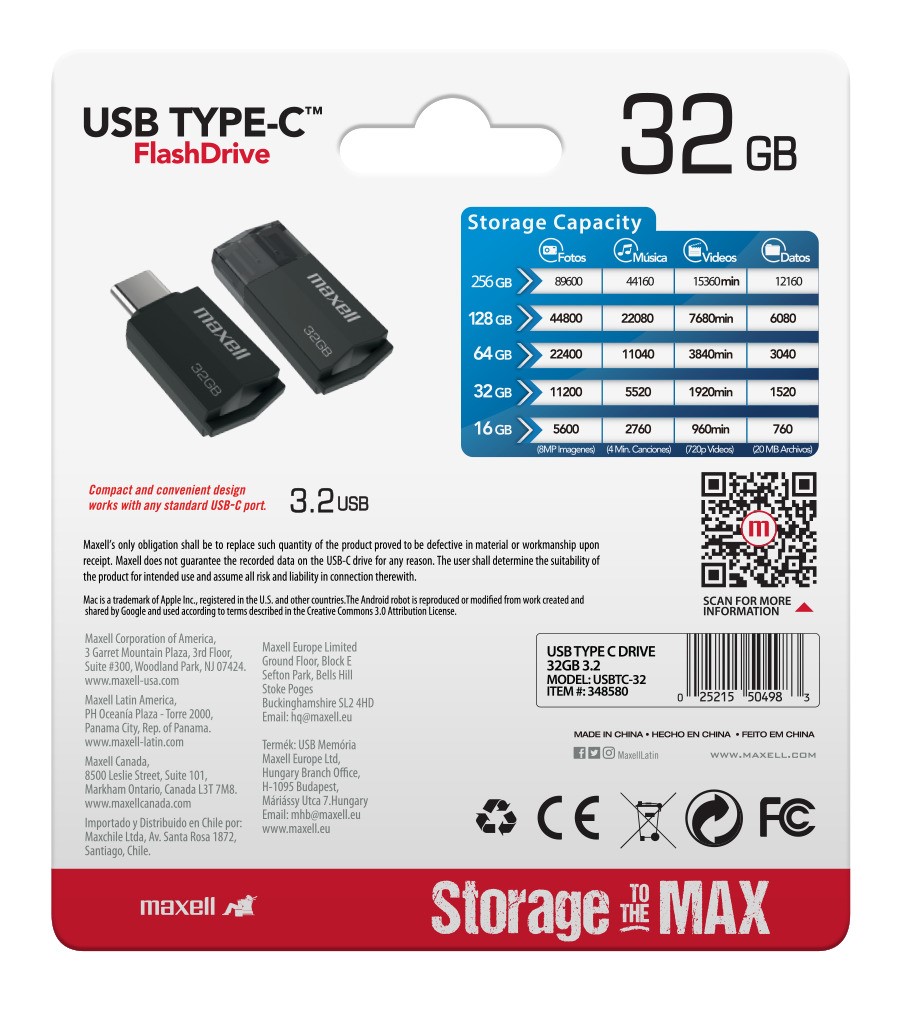 PENDRIVE MAXELL USBTC TIPO C 32GB 3.2 NEGRO - 3