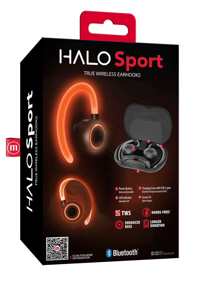 AUDÍFONOS DEPORTIVOS INALÁMBRICOS MAXELL BLUETOOTH TWS HALO CON ILUMINACIÓN - 3