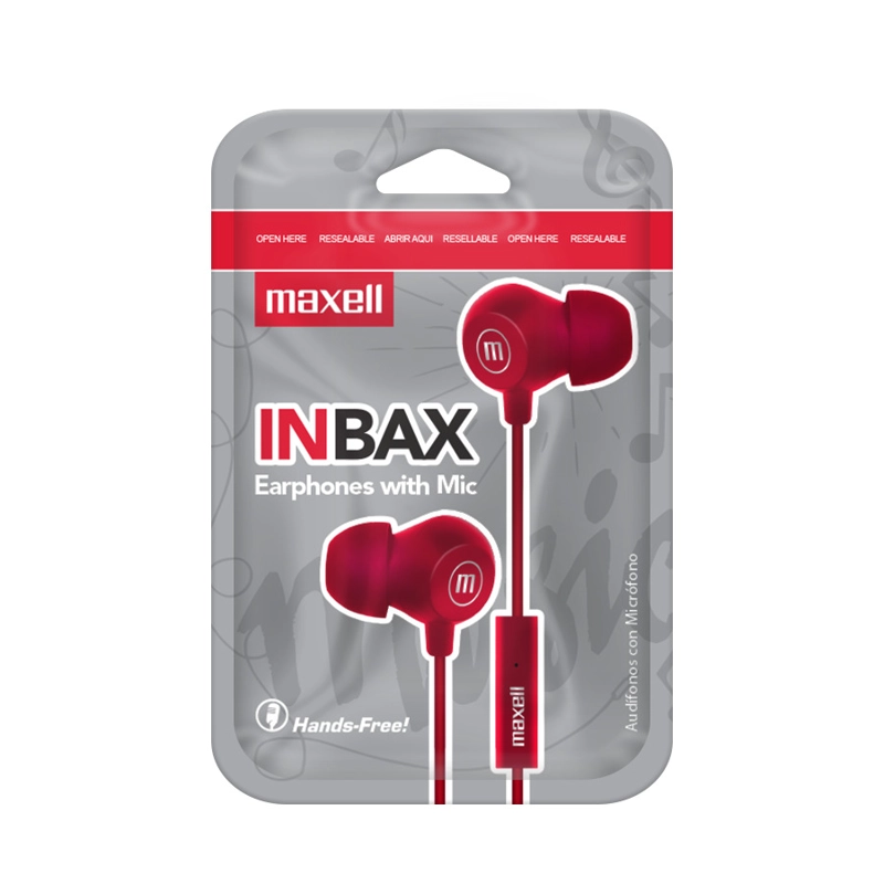 AUDÍFONOS MAXELL IN EAR IN-BAX ROJO MICRÓFONO CONECTOR JACK 3.5MM - 2