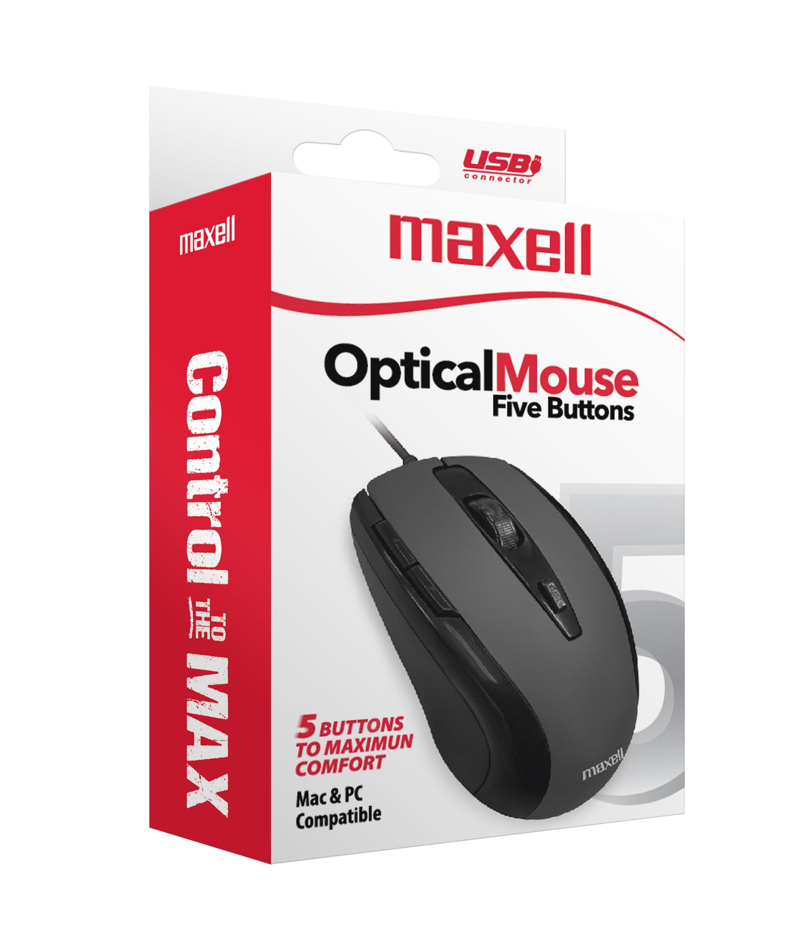 MOUSE MAXELL ÓPTICO 5 BOTONES MOWR-105 NEGRO - 3