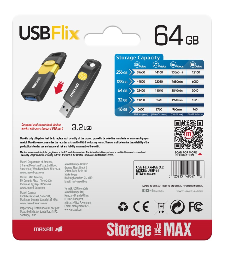 PENDRIVE MAXELL FLIX 64GB 3.2 - 5