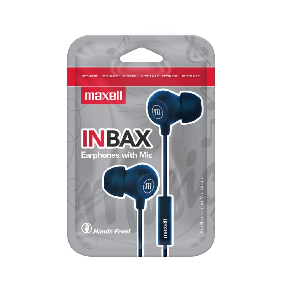 AUDÍFONOS MAXELL IN EAR IN-BAX AZUL MICRÓFONO CONECTOR JACK 3.5MM - 2