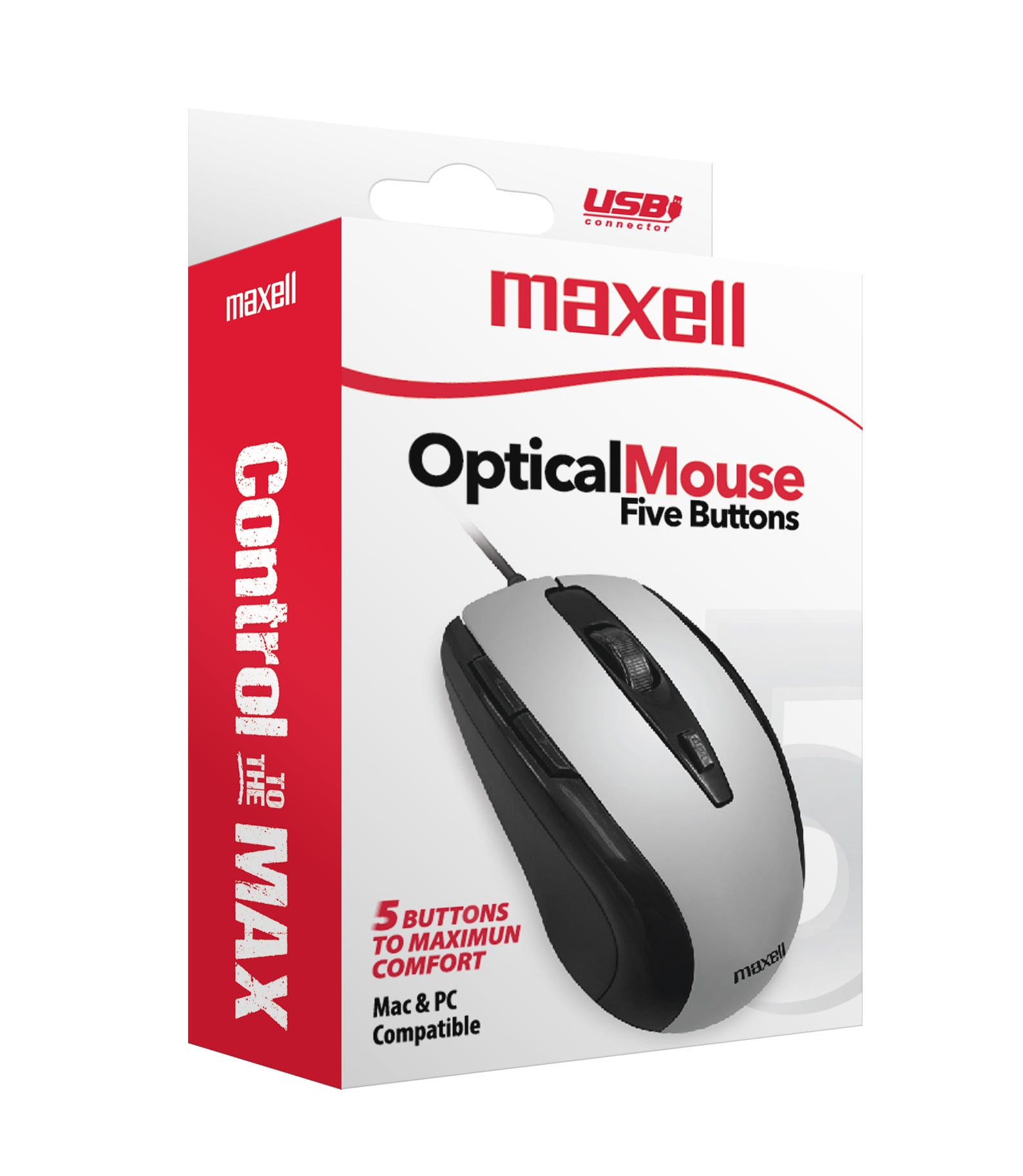 MOUSE MAXELL ÓPTICO 5 BOTONES MOWR-105 GRIS - 3