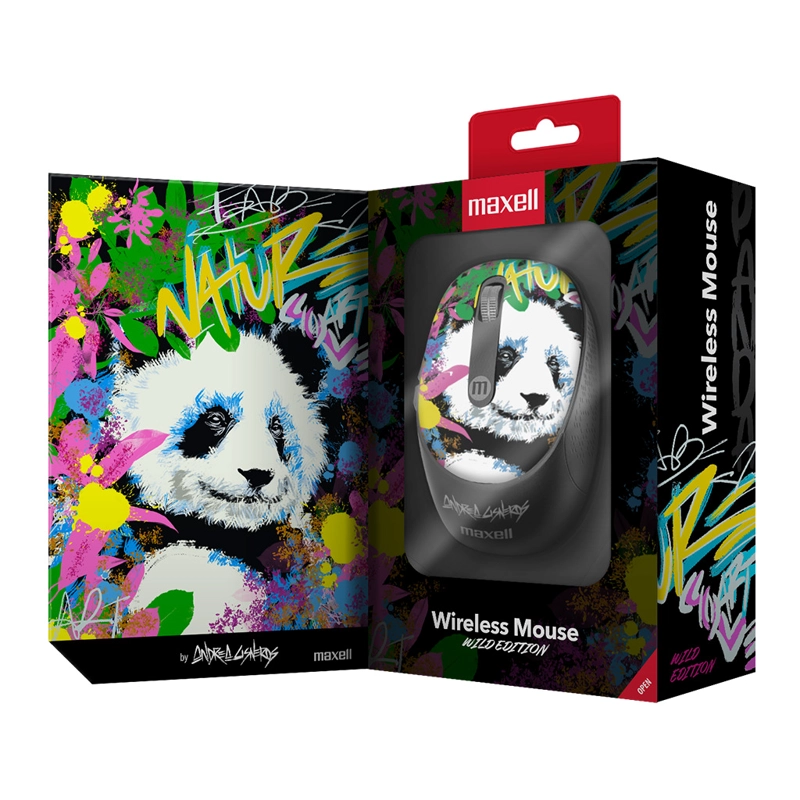MOUSE INALÁMBRICO MAXELL DISEÑO WILD 4000DPI USB/USB-C PANDA - 3