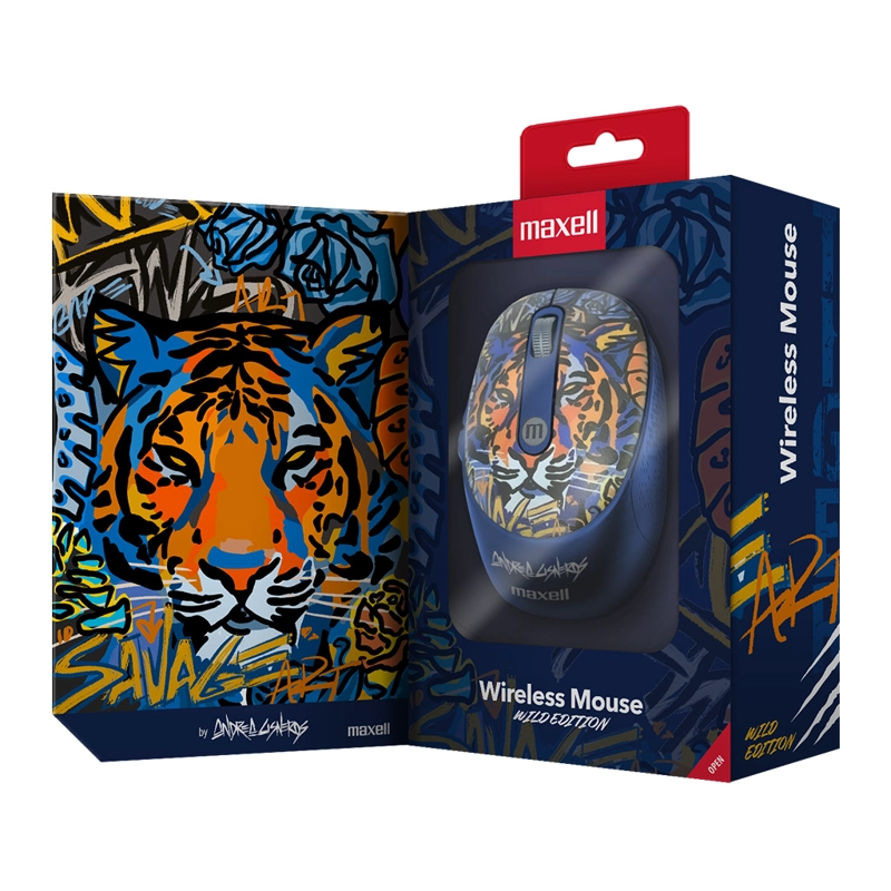 MOUSE INALÁMBRICO MAXELL DISEÑO WILD 4000DPI USB/USB-C TIGRE - 3