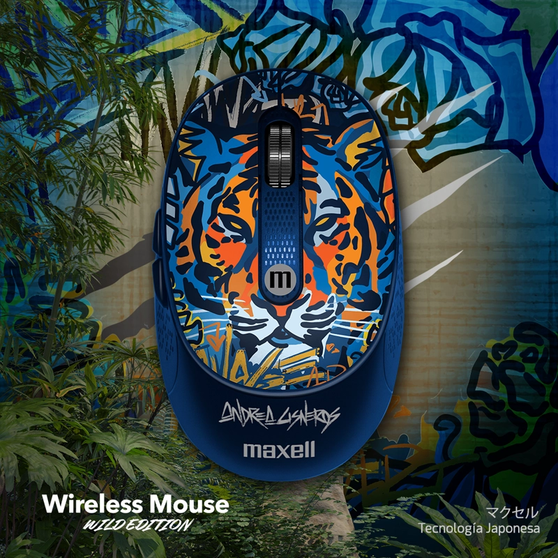MOUSE INALÁMBRICO MAXELL DISEÑO WILD 4000DPI USB/USB-C TIGRE - 6