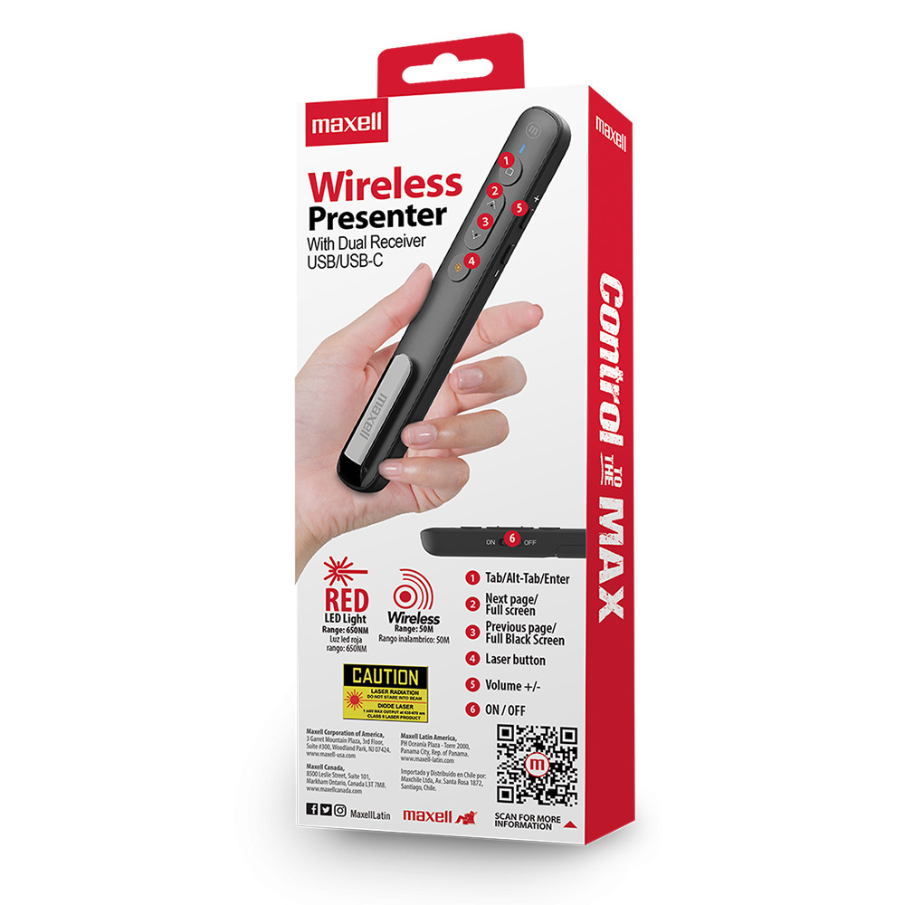 PRESENTADOR MAXELL PUNTERO LÁSER CON RECEPTOR USB-A Y USB-C - 4