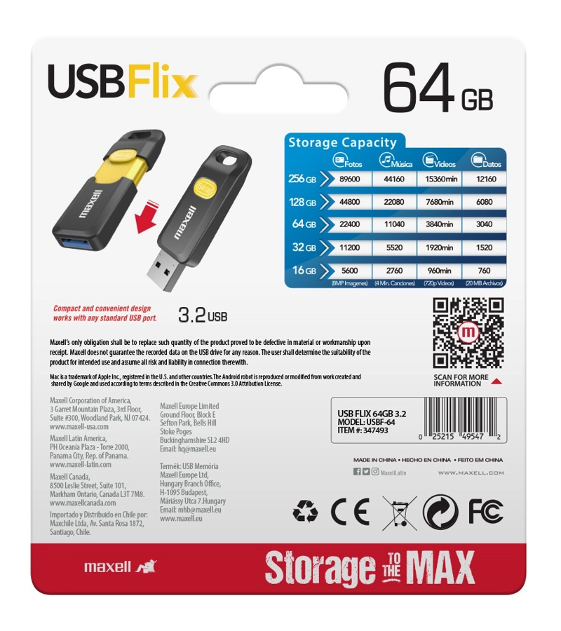 PACK 3 PENDRIVE MAXELL FLIX 64GB 3.2 - 6