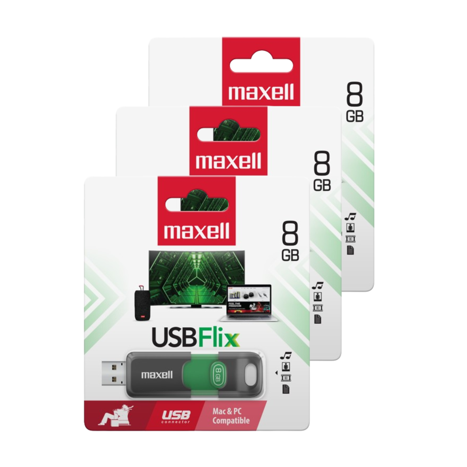 PACK 3 PENDRIVE MAXELL FLIX 8GB 2.0 - 1