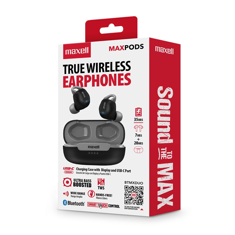 AUDÍFONOS INALÁMBRICOS MAXELL BLUETOOTH MAXPODS 35 HORAS NEGRO - 4