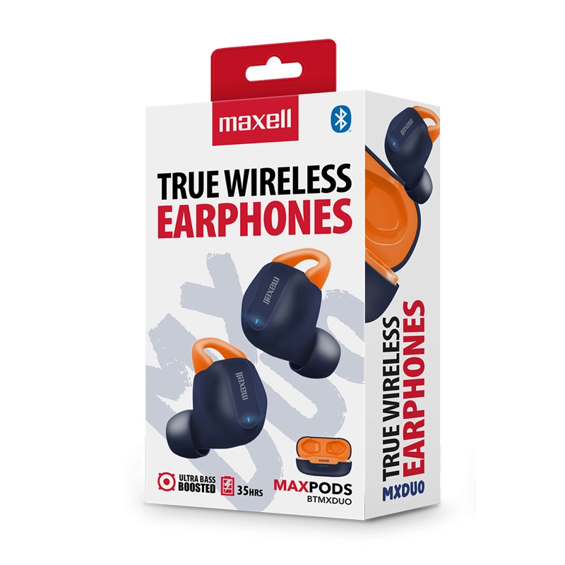 AUDÍFONOS INALÁMBRICOS MAXELL BLUETOOTH MAXPODS 35 HORAS AZUL - 3
