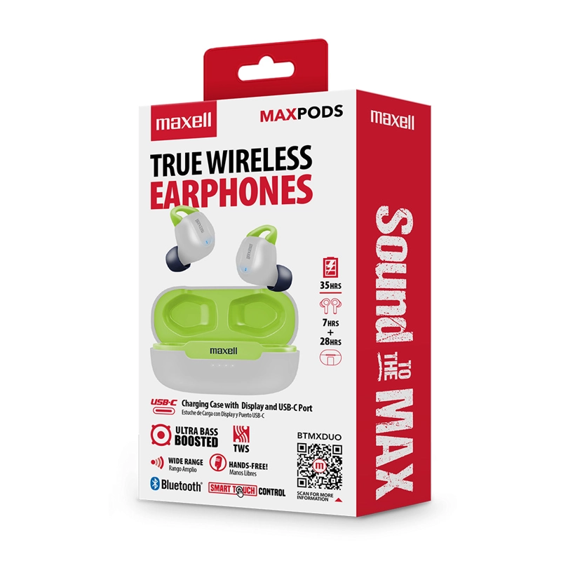 AUDÍFONOS INALÁMBRICOS MAXELL BLUETOOTH MAXPODS 35 HORAS BLANCO - 4