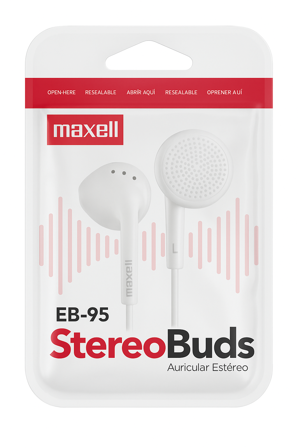 PACK 10 AUDÍFONOS ESTÉREO BÁSICOS DE BOTÓN EB-95 EN COLOR BLANCO BOLS EN COLOR BLANCO - 2