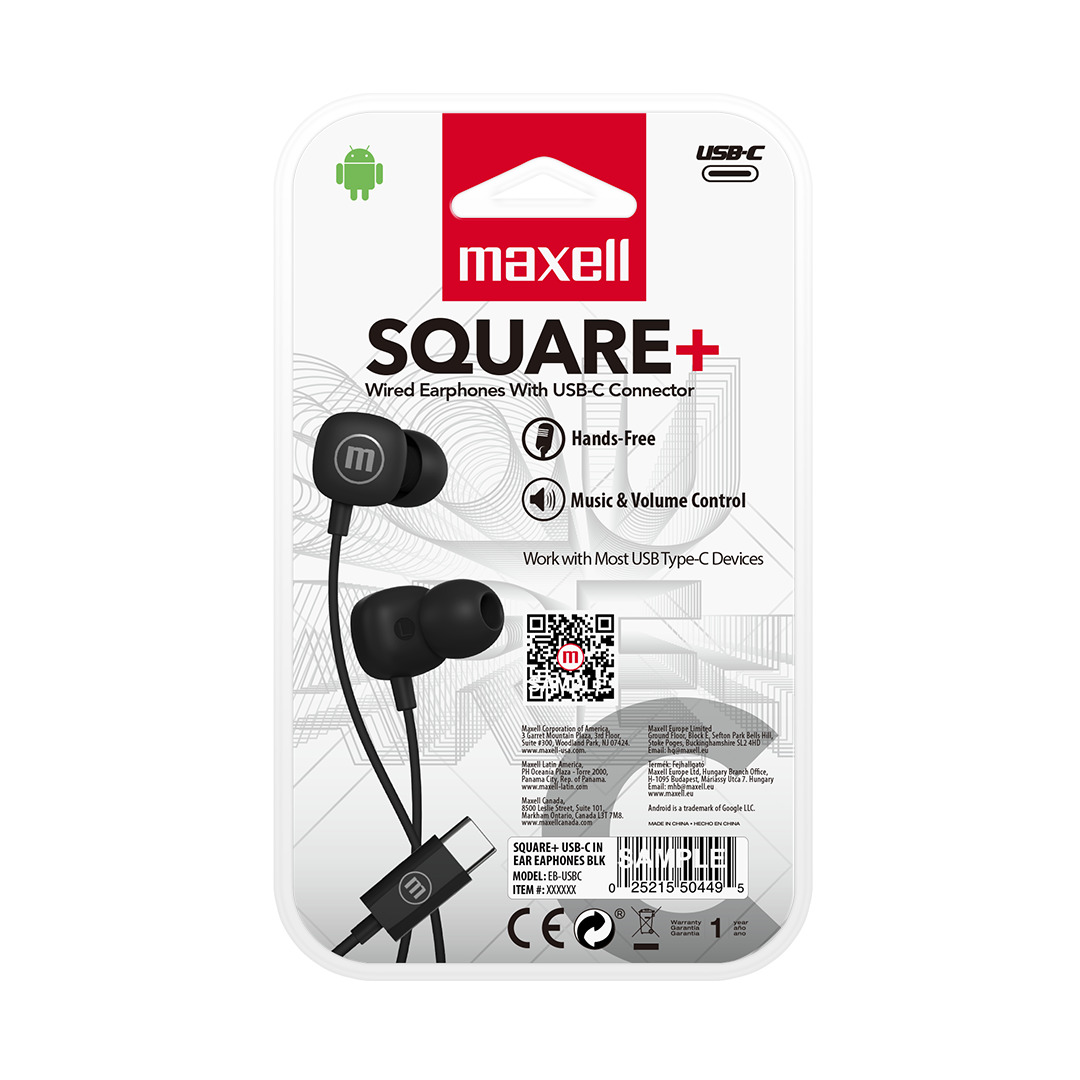 PACK 12 AUDÍFONOS MAXELL TIPO C SQUARE EN COLOR NEGRO - 3