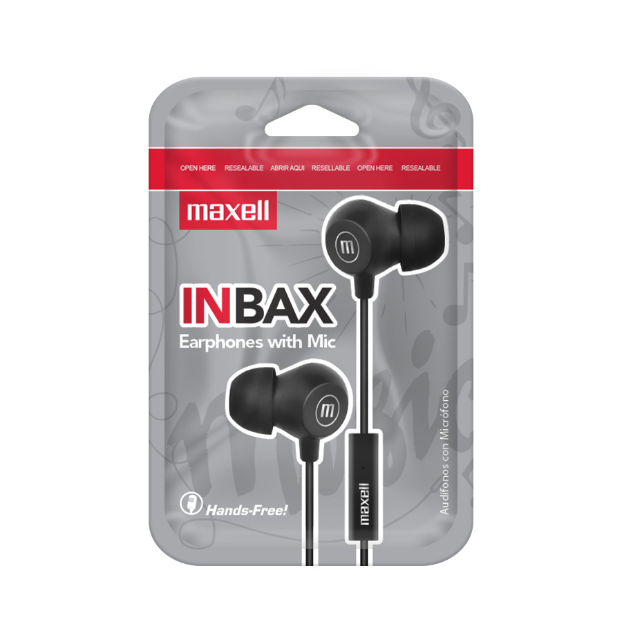 PACK 10 AUDÍFONOS MAXELL IN-BAX CON MICRÓFONO IN EAR 3.5MM EN COLOR NEGRO - 2