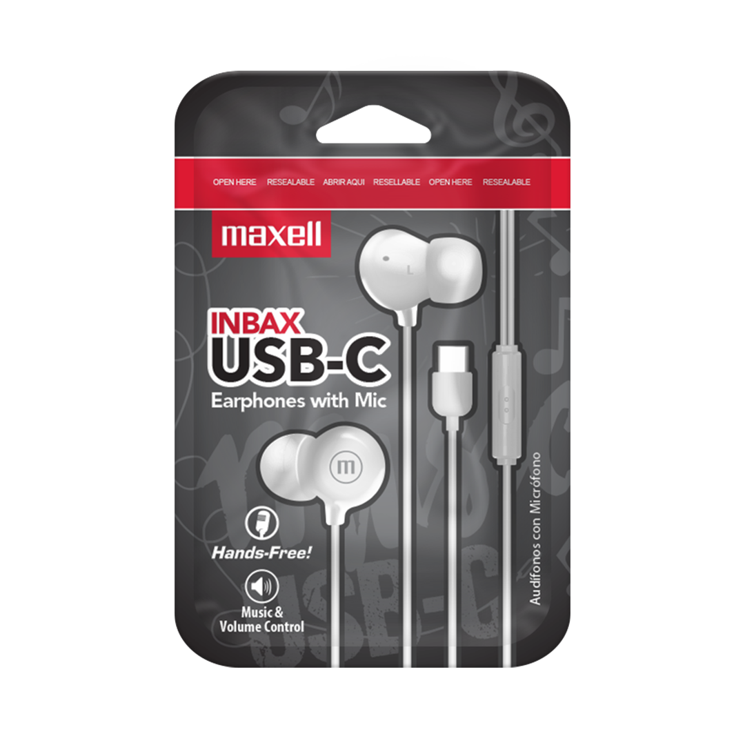 PACK 10 AUDÍFONOS MAXELL IN-BAX CON MICRÓFONO IN EAR TIPO C BLANCO - 2