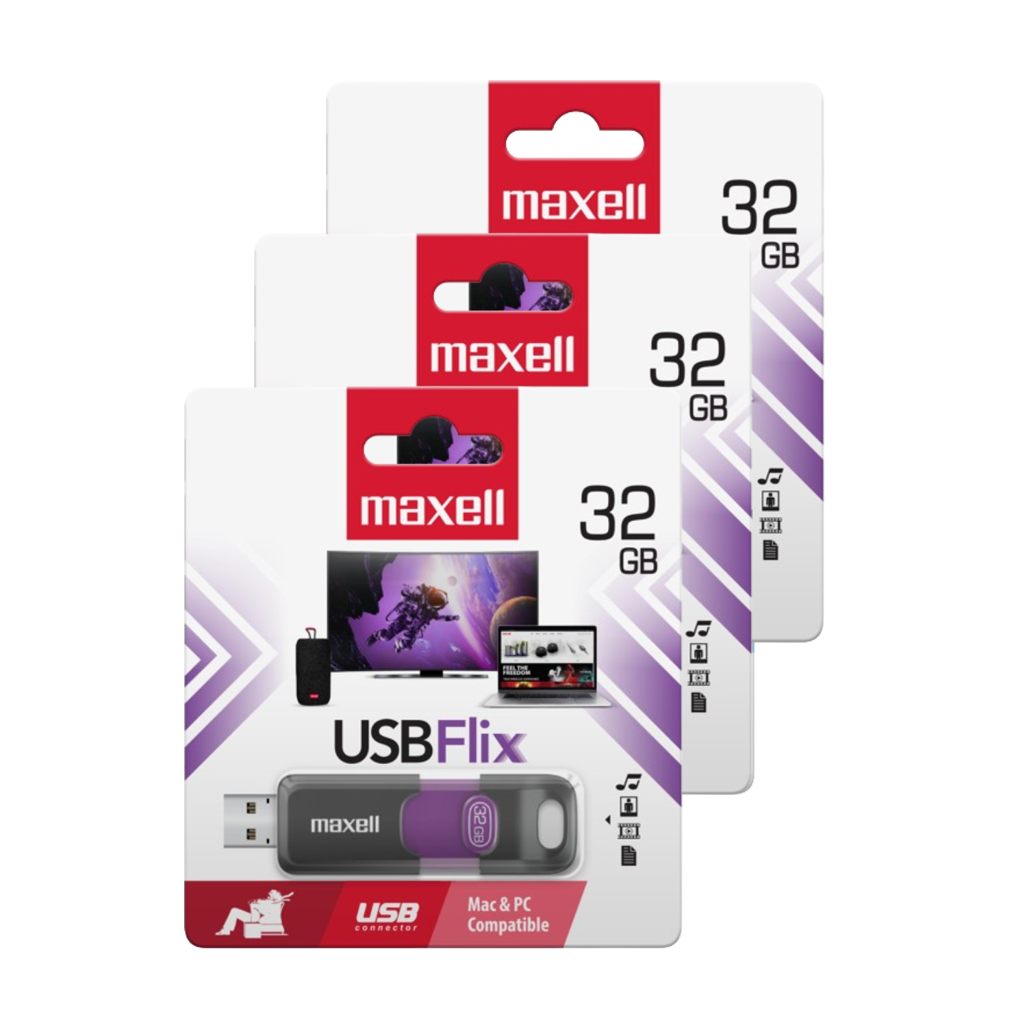 PACK 3 PENDRIVE MAXELL FLIX 32GB 2.0 - 1