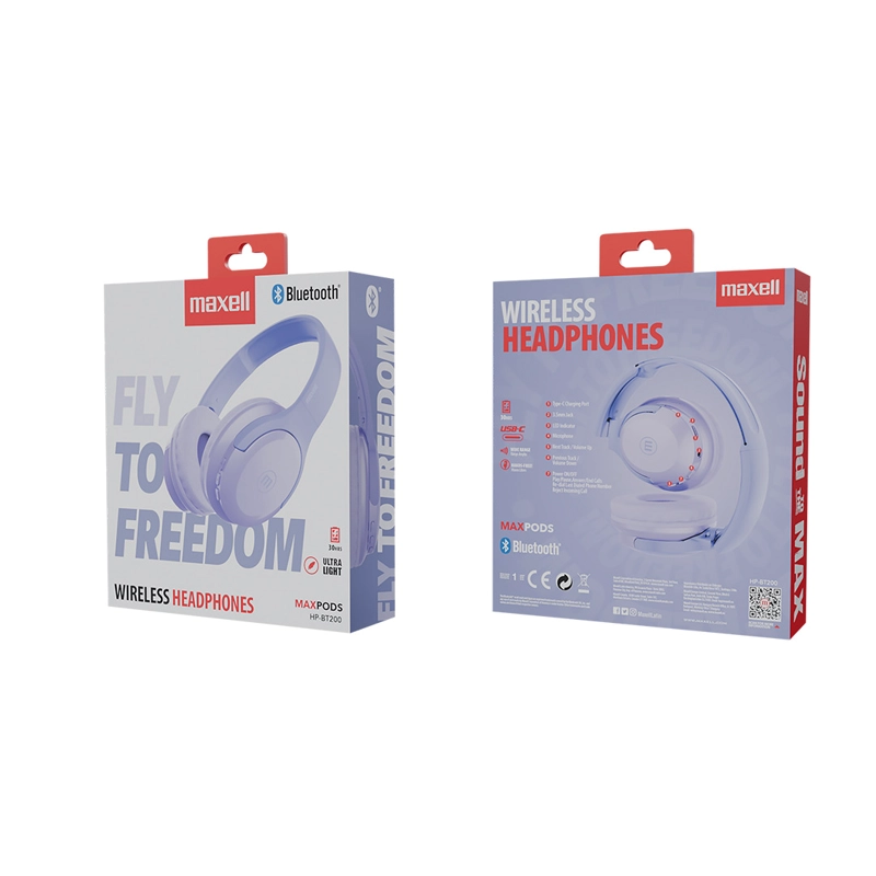AUDIFONOS INALAMBRICOS MAXELL BLUETOOTH FLY 30 HORAS PURPURA - 3