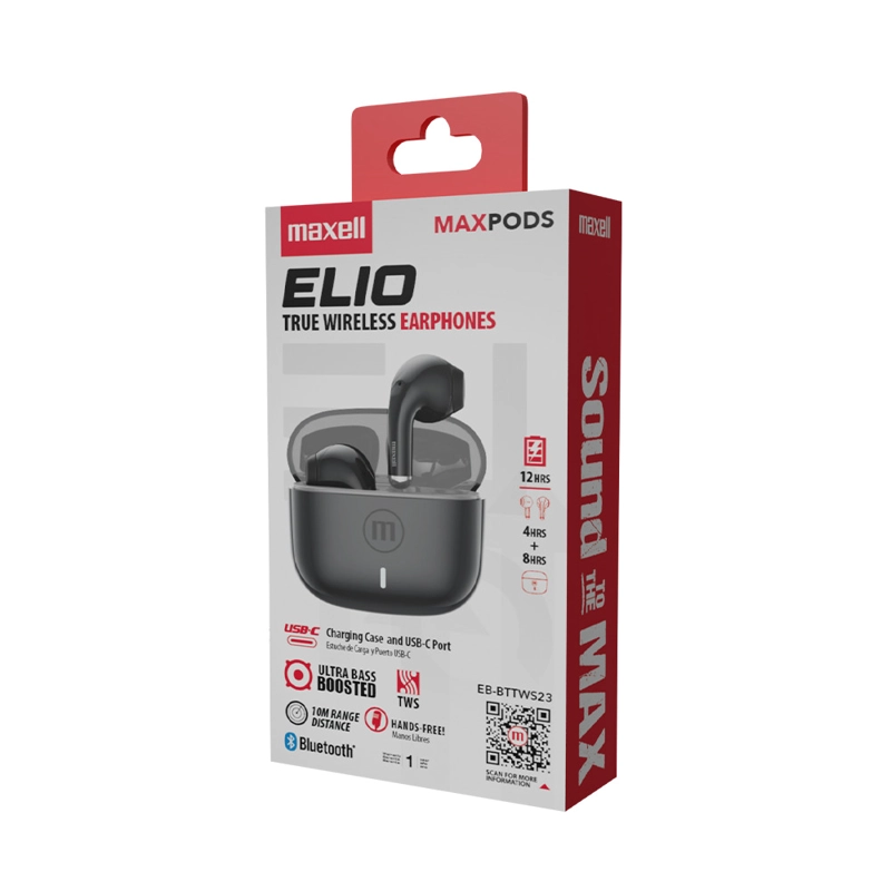 AUDIFONOS BLUETOOTH INALAMBRICOS MAXELL ELIO 12 HORAS NEGRO - 3