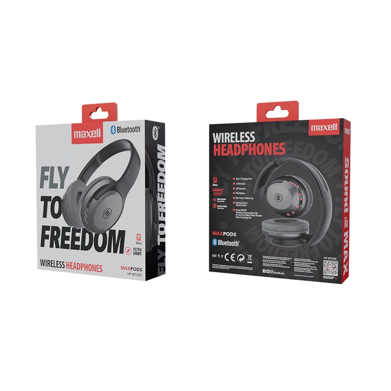 AUDIFONOS INALAMBRICOS MAXELL BLUETOOTH FLY 30 HORAS NEGRO - 3