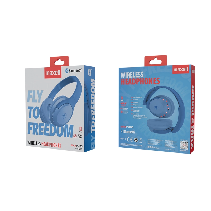 AUDIFONOS INALAMBRICOS MAXELL BLUETOOTH FLY 30 HORAS AZUL - 3