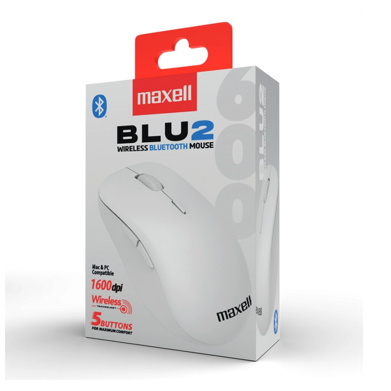 MOUSE BLUETOOTH INALAMBRICO MAXELL BLU2 1600 DPI CLIC SILENCIOSO BLANCO - 4