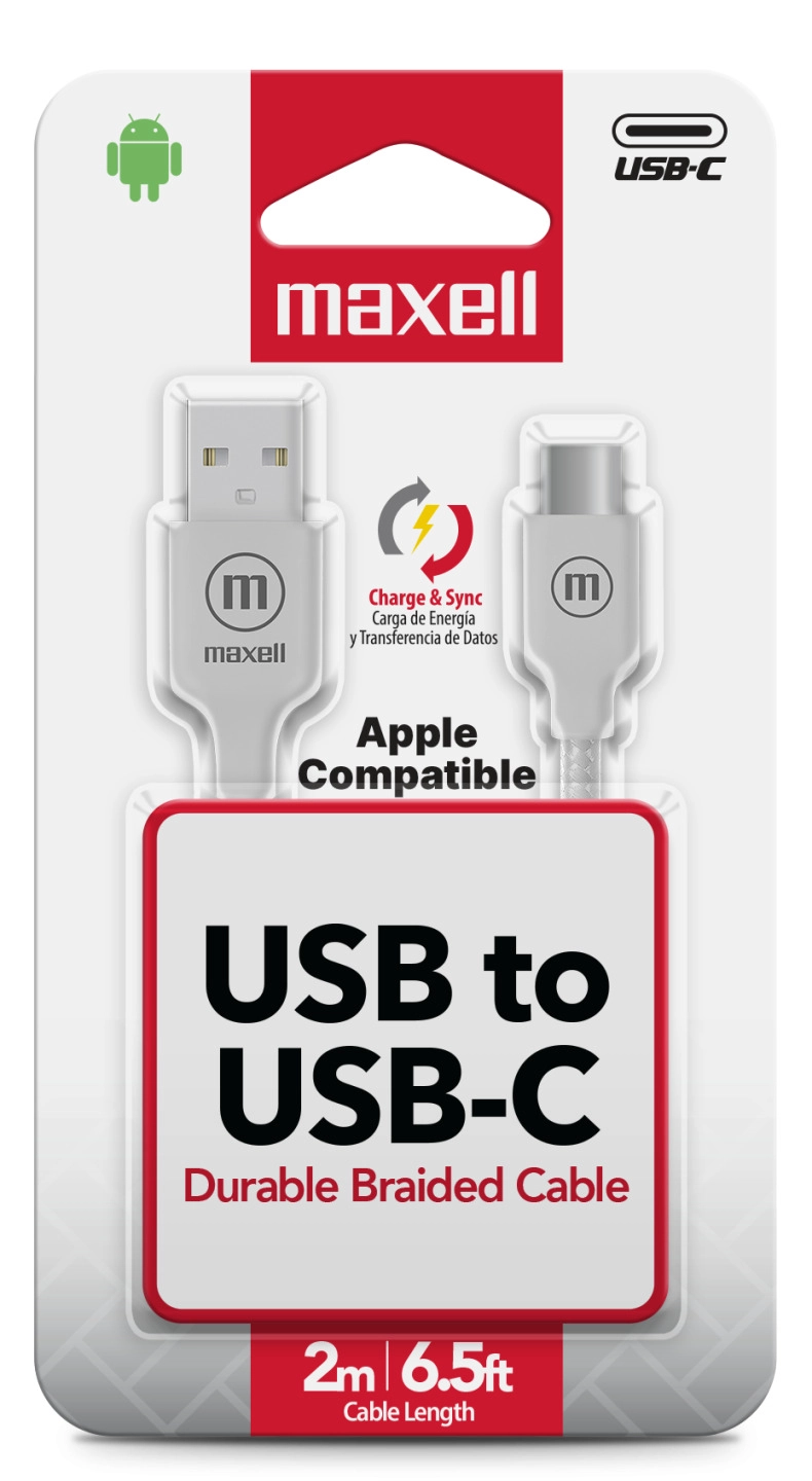 CABLE TRENZADO USB A USB C MAXELL 2 METROS CARGA RAPIDA BLANCO - 2