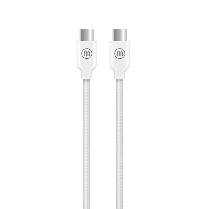 CABLE TRENZADO USB C A USB C MAXELL 2 METROS CARGA RAPIDA BLANCO - 1