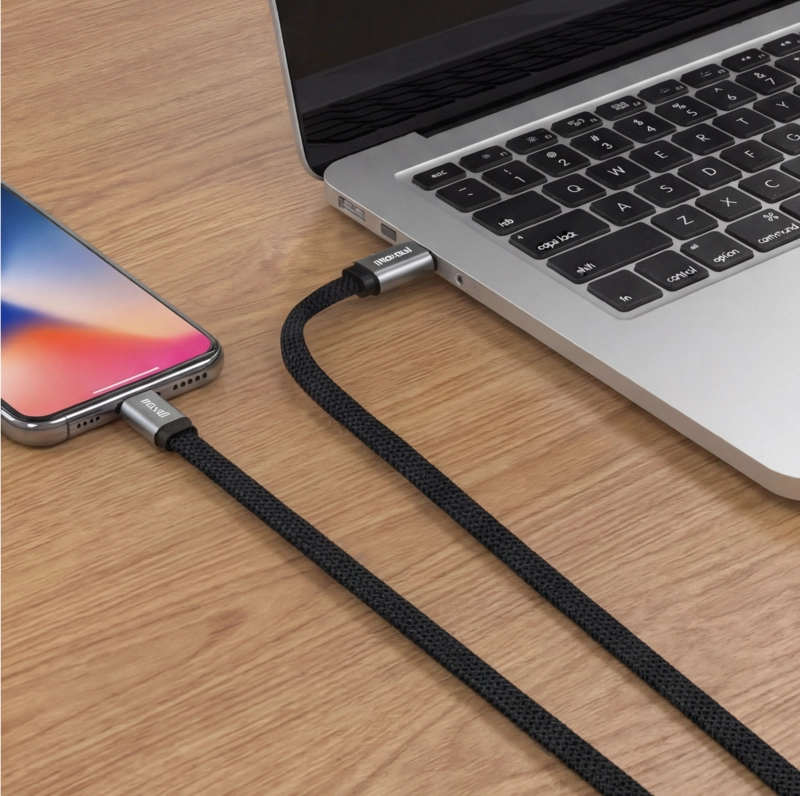 CABLE TRENZADO MAGNE TICO 100W USB C A USB C MAXELL 2 METROS CARGA RAPIDA NEGRO - 2