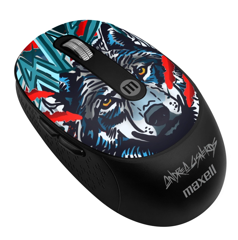 MOUSE INALAMBRICO MAXELL DISEÑO WILD 4000DPI USB/USB-C LOBO - 2