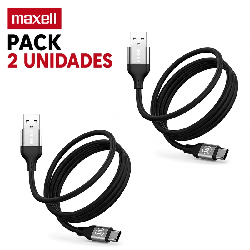 PACK 2 CABLE CARGA RAPIDA 60W USB A USB TIPO C MAXELL 1.2M - 1