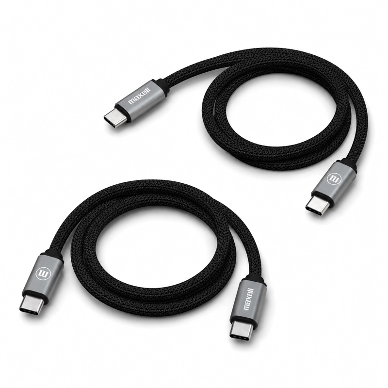 PACK 2 CABLE TRENZADO MAGNE TICO 100W USB C A USB C MAXELL 2 METROS CARGA RAPIDA NEGRO - 2