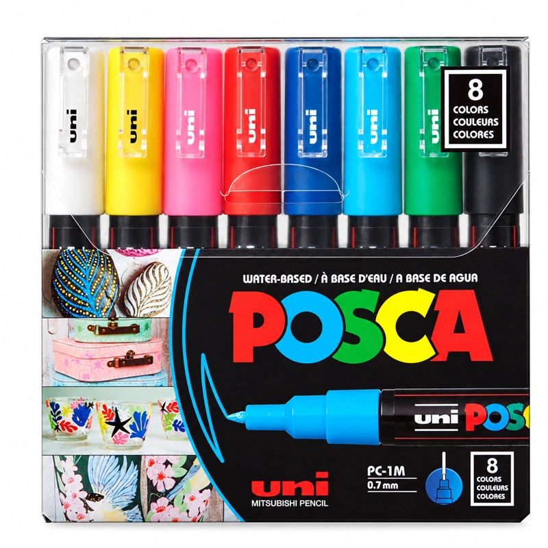 MARCADORES POSCA PC-1M 0.7 MM SET DE 8 COLORES DE PUNTA FINA - 1
