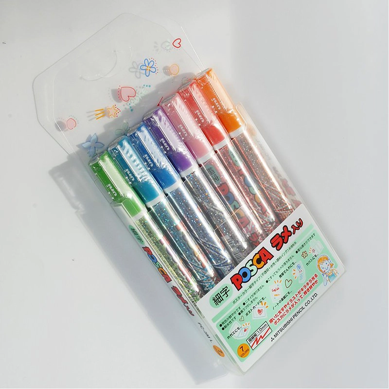 MARCADORES POSCA PC-3ML GLITTER SET JAPONE S 7 COLORES PUNTA 0.9-1.3 MM - 2