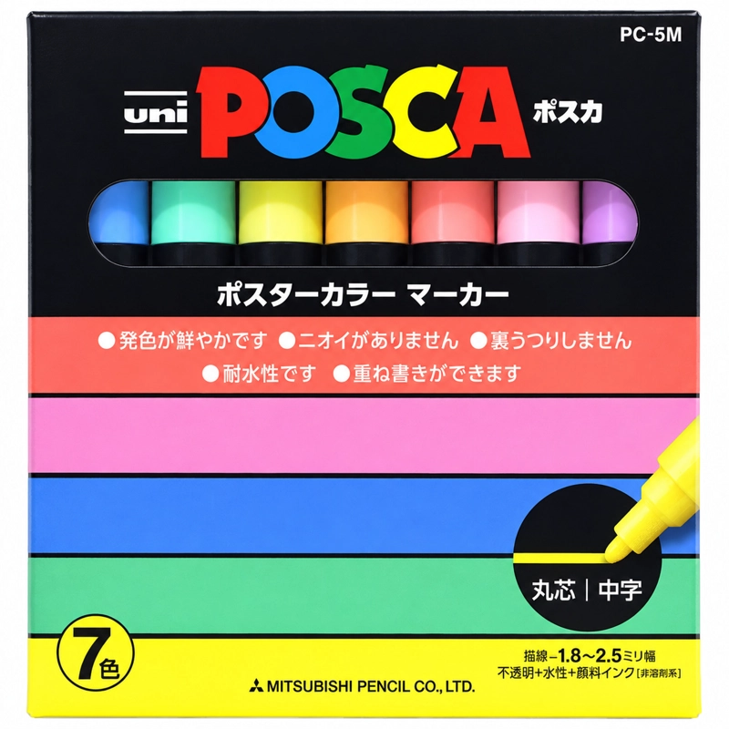 MARCADORES POSCA PC-5M SET PASTEL 7 COLORES PUNTA 1.8-2.5MM - 1