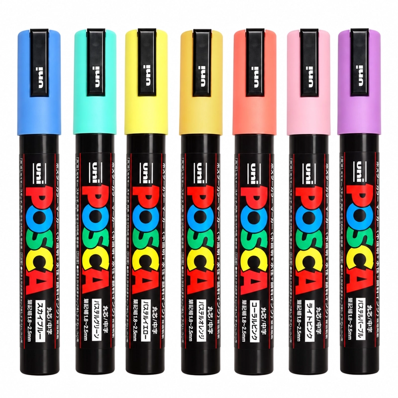 MARCADORES POSCA PC-5M SET PASTEL 7 COLORES PUNTA 1.8-2.5MM - 2