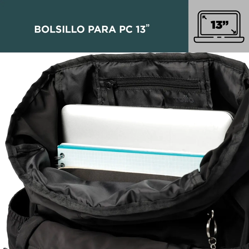 Mochila Totto Urbana Plegable y para Viaje Tamaño Mediano Para Laptop 13 Pulgadas - 2